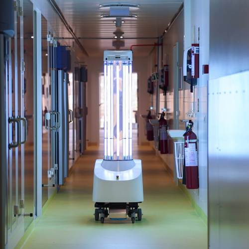 UVD Robot Pharma in corridor (500 x 500 px)
