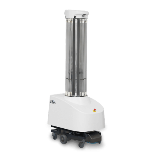 UVD disinfection robot for pharma seen from the side